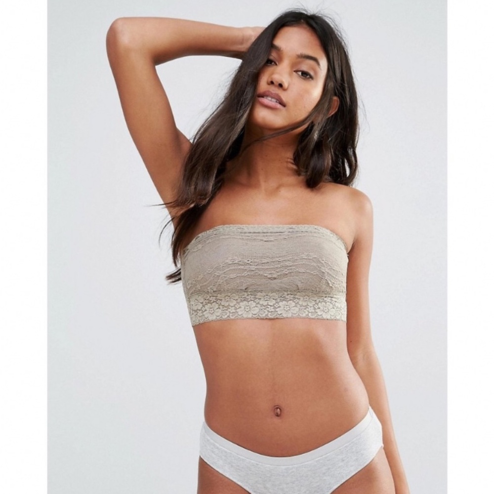 Free People Taupe Lace Bandeau Bralette Sz XS